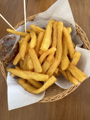 Fried chickpea tofu   at Pim Tofu in Chiang Mai