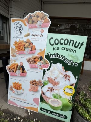 Snacks & coconut ice cream   at Pim Tofu in Chiang Mai