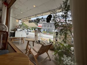 Cozy outside seating area  at Pim Tofu in Chiang Mai