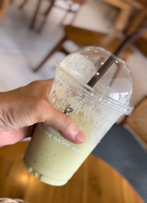 Avocado soy smoothie (very good)   at Pim Tofu in Chiang Mai