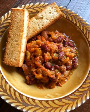 Original Organic beans chili with bread ¥1380+tax  at VEGANIZED in Chiba
