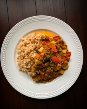 South Indian theme curry with organic brown rice. ¥1480+tax  at VEGANIZED in Chiba