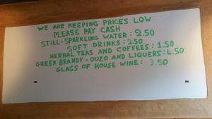 Signage at Sappho Meze in South West London