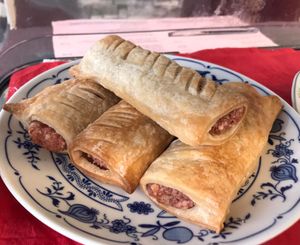 Our new best seller: gluten free vegan sausage rolls  at Badly Drawn Cat Cafe and Gallery in Orkney Islands