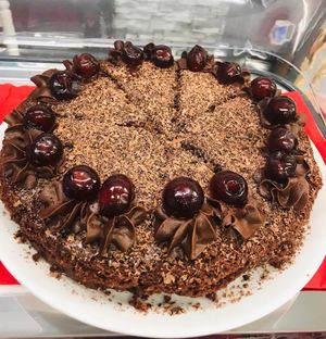 Our delicious chocolate cake at Badly Drawn Cat Cafe and Gallery in Orkney Islands