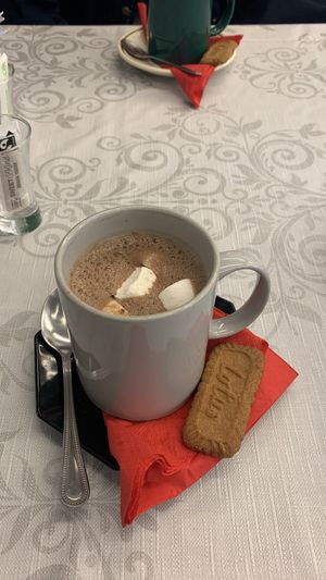 Hot chocolate with marshmallows!!  at Badly Drawn Cat Cafe and Gallery in Orkney Islands