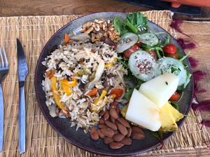 Vegan dish with local produce   at Talasnal Montanhas de Amor in Lousa