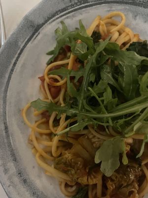 Garden linguine for a main  at Longueville Manor in Jersey