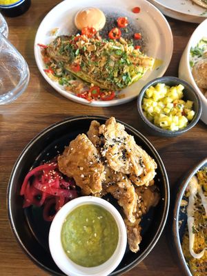 Bbq hispi cabbage, fried oyster mushrooms  at Cú in Belfast