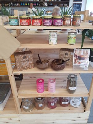 Nut butters, eco bowls, powders, seeds and dried fruits at The Market Place in Morpeth
