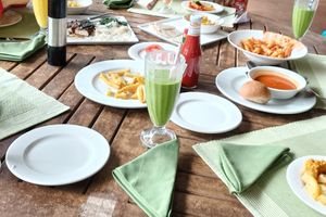 A sharing number of dishes. at The River Café in Nairobi
