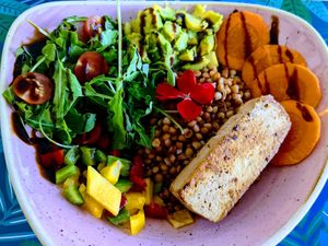 Vegan Tocan Tofu Buddha Bowl at Jungle Vibes At The Marina (by Arabella) in Lanzarote