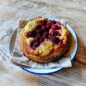 Raspberry & lemon cake/bread type thing - delicious at Fotografiska Tallinn in Tallinn