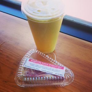 My Thai smoothie and Raspberry Lemon Cheezecake! Yummy :) at SimplyRaw Express in Ottawa