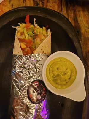 burro vegano con guacamole at La Chavela in Palomino