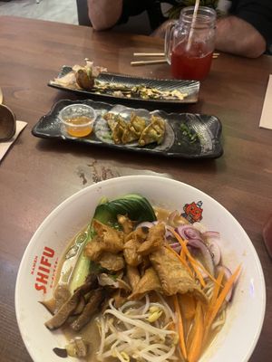 vegan gyoza and miso ramenn  at Ramen Shifu - Consell de Cent in Barcelona