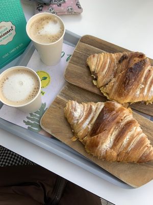 Apple croissant with pea milk coffee   at O Melhor Croissant da Minha Rua - Sesimbra in Sesimbra
