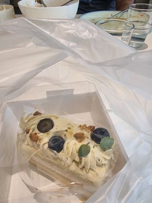 Pistachio cake at Six Spring Vegetarian Cafe in Penang