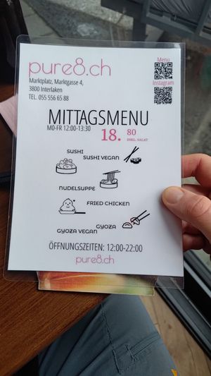 Mittagsmenu at Pure8.ch in Interlaken