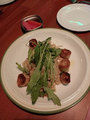 Mushroom scallop pasta at Avec in Jeju