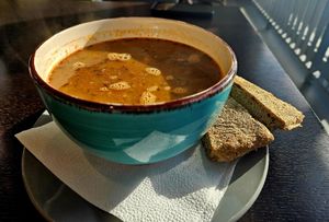 Brown lentil soup at Xafé im KAP1 in Dusseldorf