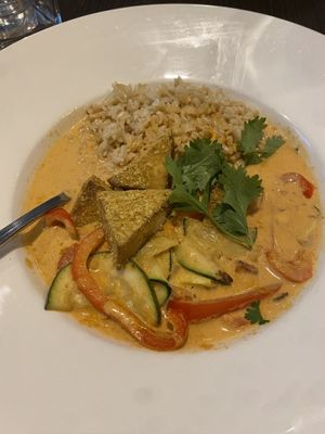 Vegetable curry with brown rice and tofu  at Zeitgeist Restaurant & Bar in Duluth