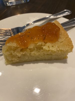 Lemon olive oil cake with fresh raspberry preserves   at Zeitgeist Restaurant & Bar in Duluth