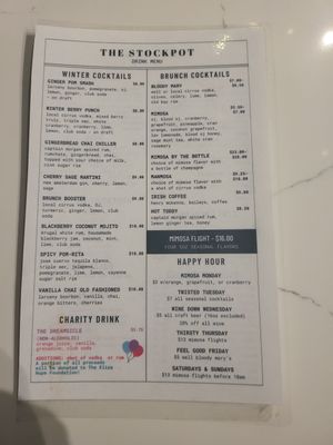 Menu at The Stockpot in Norfolk