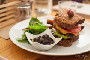 Great burger with truffle sauce at Wild Food Cafe in London
