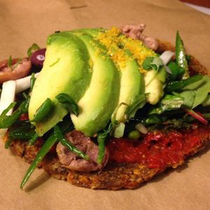 raw pizza  at Wild Food Cafe in London