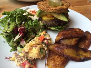 amazing vegan burger !!!  at Wild Food Cafe in London