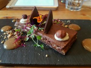 salted caramel slice  at Wild Food Cafe in London