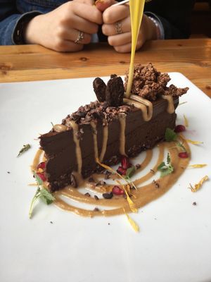 Chocolate cake at Wild Food Cafe in London