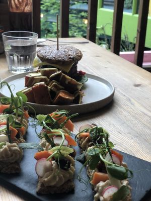 Apricot Spiced Hummus & the Samuari Burger VEGAN   at Wild Food Cafe in London