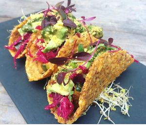 Raw tacos  at Wild Food Cafe in London