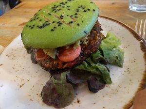 The Green Samurai Burger at Wild Food Cafe in London