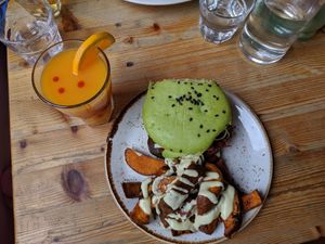 Most colourful burger I have ever had at Wild Food Cafe in London