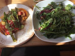 Horrible, tough, bitter, undressed salad. I made myself eat most of it, and it was probably very healthy, but it felt like a massive chore   at Wild Food Cafe in London
