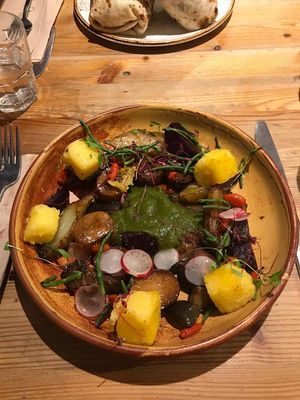 Polenta and mushroom special  at Wild Food Cafe in London