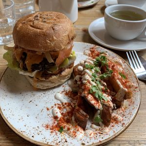 Classic burger at Wild Food Cafe in London