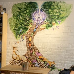Chakra mural at Wild Food Cafe in London