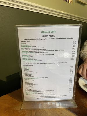 Menu  at Glencoe Cafe in Ballachulish