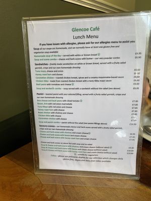 Menu  at Glencoe Cafe in Ballachulish