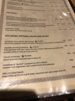 side dishes  at Licka Kuca in Rastovaca