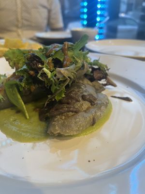 Mushroom Empanadas. The sauces 🤌🏼  at The Adelitas Mexican Restaurant in Chicago
