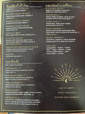 Menu page 1  at Alchemy Juice Co & Market in West Palm Beach