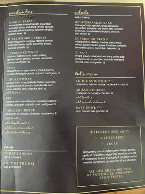 Menu page 2  at Alchemy Juice Co & Market in West Palm Beach