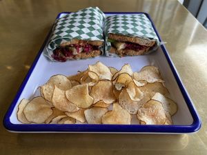 GF version of the golden bahn mi - excellent!  at Golden Goods Sandwich & Bake Shop in Hood River