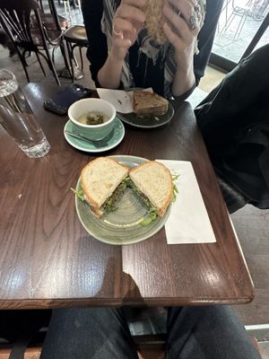 Sandwich cut in half   at Photo Book Café in London