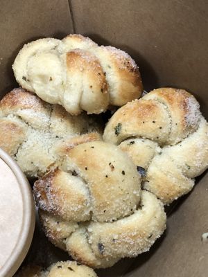 Garlic knots  at Squatcho's in Rochester